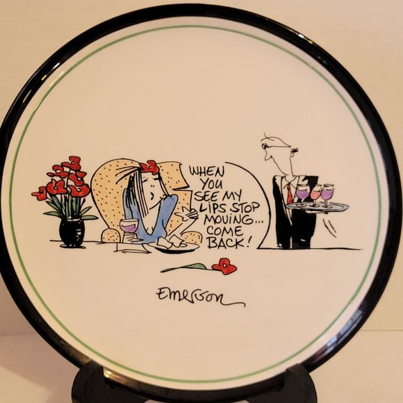 Lotus International Dessert Salad Plates White & Black Emerson Abstract Art - Picture 3 of 8